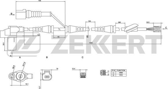 Zekkert SE-6019 - Датчик ABS, частота вращения колеса www.autospares.lv