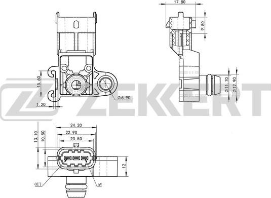 Zekkert SE-1045 - Devējs, Spiediens ieplūdes traktā www.autospares.lv