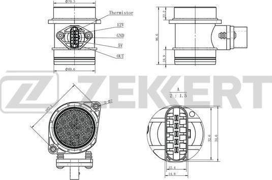 Zekkert SE-1065 - Devējs, Spiediens ieplūdes traktā autospares.lv