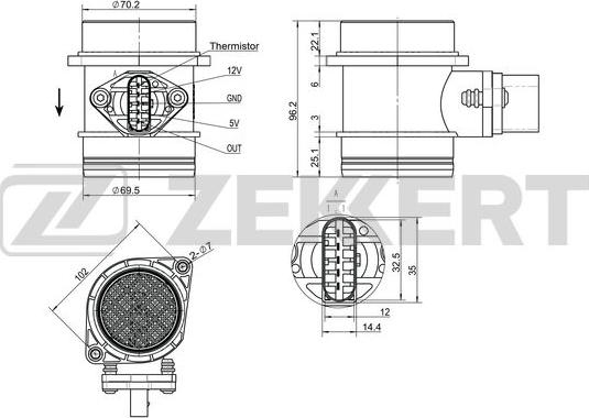 Zekkert SE-1063 - Devējs, Spiediens ieplūdes traktā autospares.lv