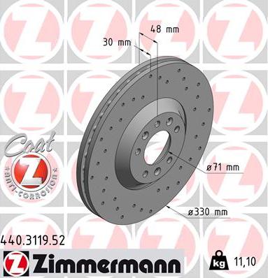 Zimmermann 440.3119.52 - Bremžu diski www.autospares.lv