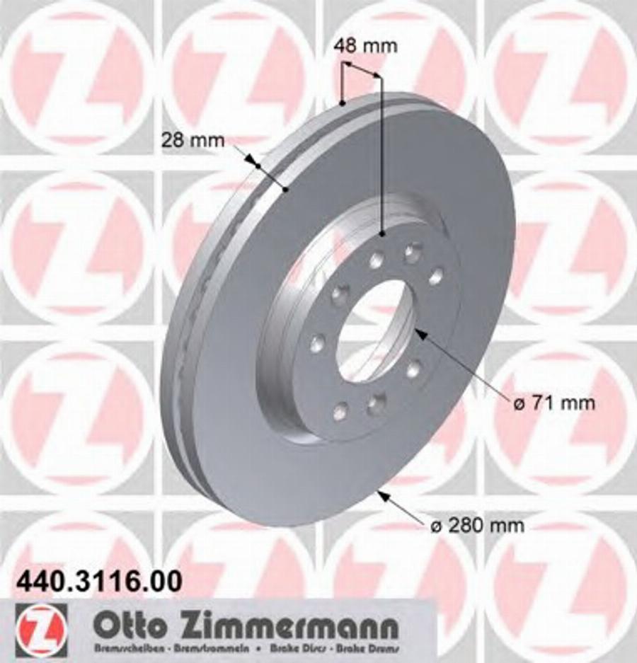 Zimmermann 440.3116.00 - Bremžu diski www.autospares.lv