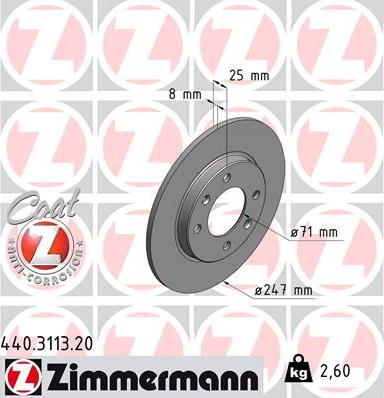 Zimmermann 440.3113.20 - Bremžu diski autospares.lv