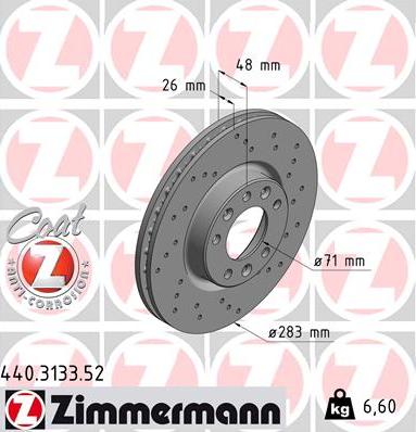 Zimmermann 440.3133.52 - Bremžu diski autospares.lv