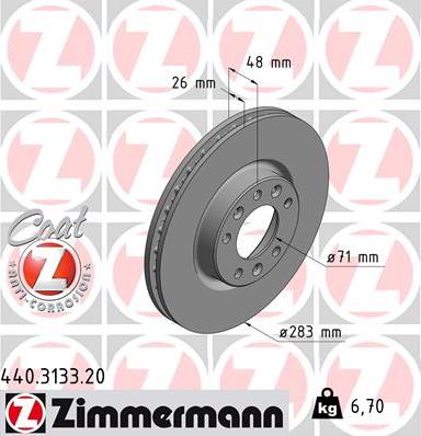 Zimmermann 440.3133.20 - Bremžu diski www.autospares.lv