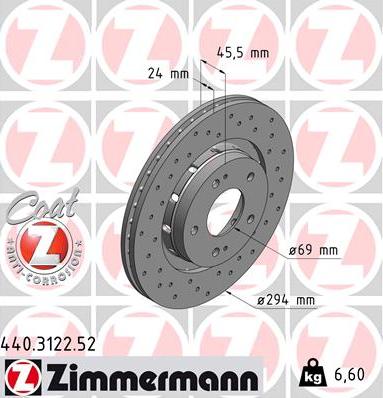 Zimmermann 440.3122.52 - Bremžu diski autospares.lv