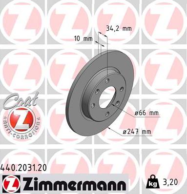 Zimmermann 440.2031.20 - Bremžu diski autospares.lv