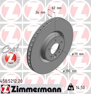 Zimmermann 450.5212.20 - Bremžu diski www.autospares.lv