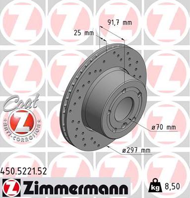 Zimmermann 450.5221.52 - Тормозной диск www.autospares.lv