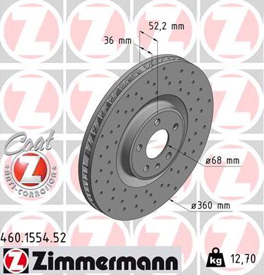 Zimmermann 460.1554.52 - Bremžu diski www.autospares.lv