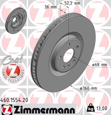 Zimmermann 460.1554.20 - Bremžu diski www.autospares.lv