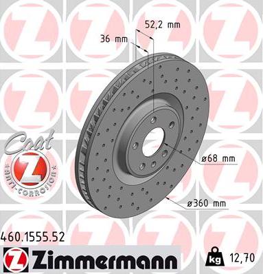 Zimmermann 460.1555.52 - Bremžu diski www.autospares.lv