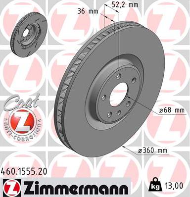 Zimmermann 460.1555.20 - Bremžu diski www.autospares.lv