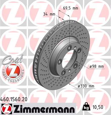 Zimmermann 460.1560.20 - Bremžu diski www.autospares.lv