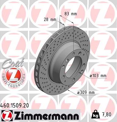 Zimmermann 460.1509.20 - Bremžu diski www.autospares.lv