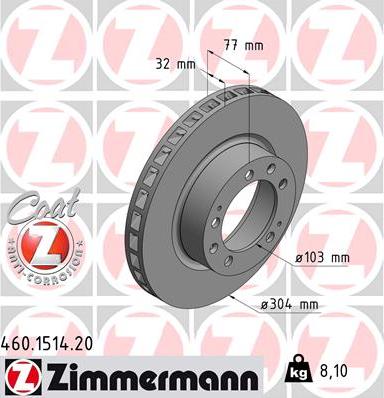 Zimmermann 460.1514.20 - Bremžu diski autospares.lv