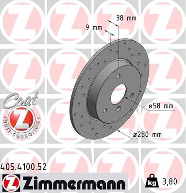 Zimmermann 405.4100.52 - Bremžu diski www.autospares.lv