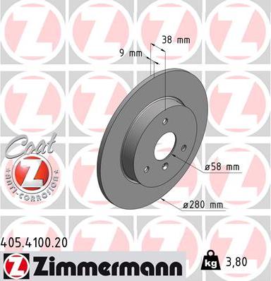 Zimmermann 405.4100.20 - Bremžu diski www.autospares.lv