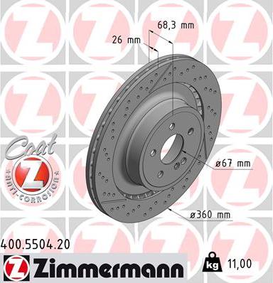 Zimmermann 400.5504.20 - Bremžu diski www.autospares.lv