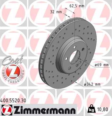 Zimmermann 400.5520.30 - Bremžu diski www.autospares.lv