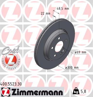 Zimmermann 400.5523.30 - Bremžu diski www.autospares.lv