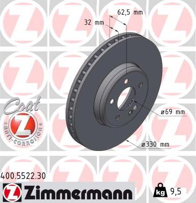 Zimmermann 400.5522.30 - Bremžu diski www.autospares.lv