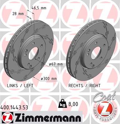 Zimmermann 400.1443.53 - Bremžu diski www.autospares.lv