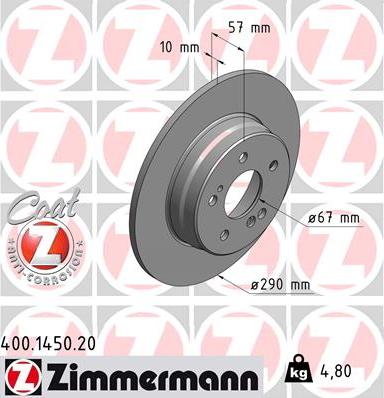 Zimmermann 400.1450.20 - Bremžu diski www.autospares.lv