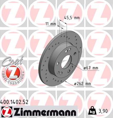 Zimmermann 400.1402.52 - Bremžu diski autospares.lv