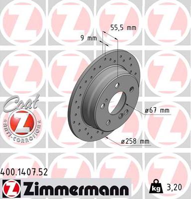 Zimmermann 400.1407.52 - Bremžu diski www.autospares.lv