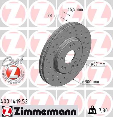 Zimmermann 400.1419.52 - Bremžu diski www.autospares.lv