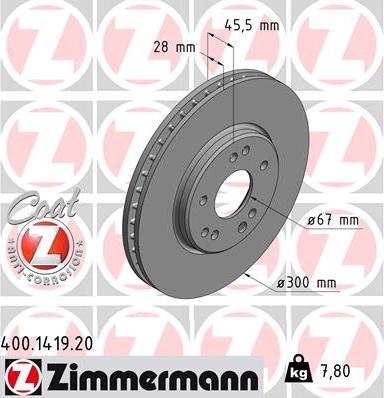 Zimmermann 400.1419.20 - Bremžu diski www.autospares.lv