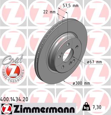 Zimmermann 400.1434.20 - Bremžu diski www.autospares.lv