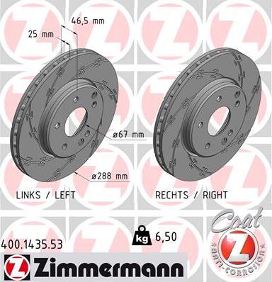 Zimmermann 400.1435.53 - Bremžu diski www.autospares.lv