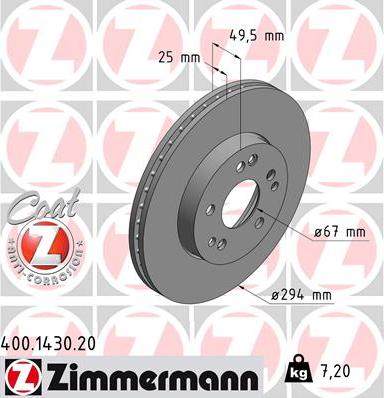 Zimmermann 400.1430.20 - Bremžu diski autospares.lv