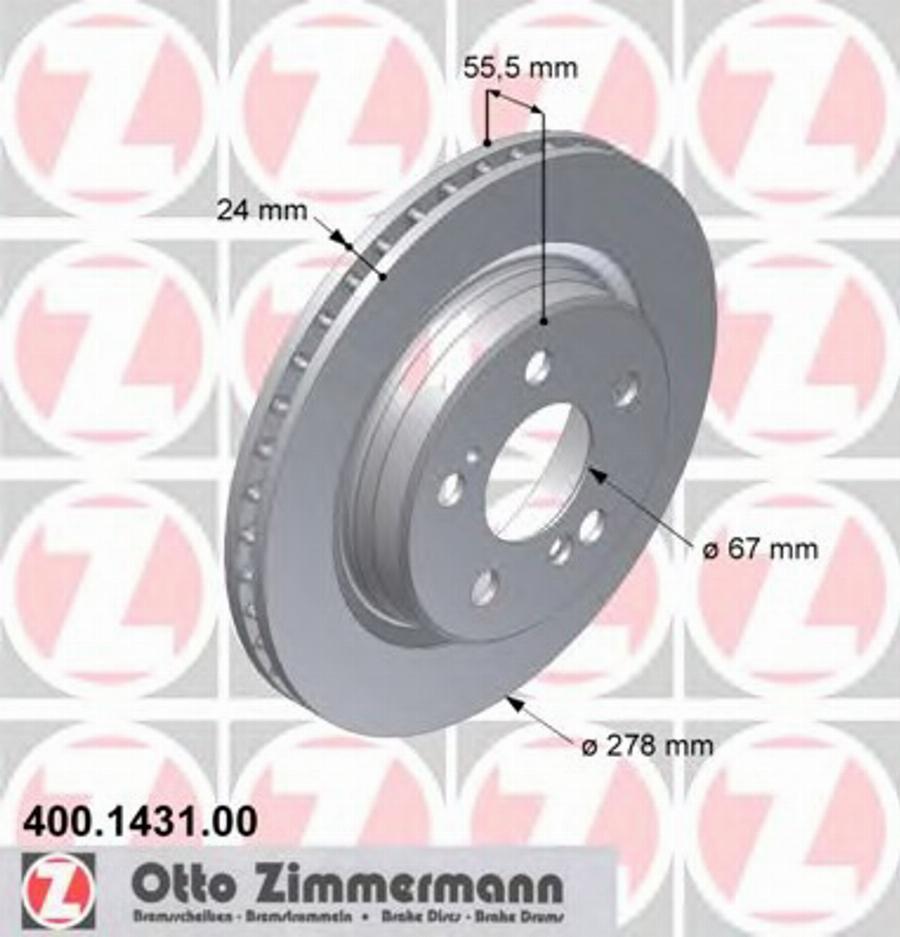 Zimmermann 400.1431.00 - Bremžu diski www.autospares.lv