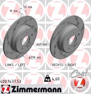 Zimmermann 400.1437.53 - Bremžu diski www.autospares.lv