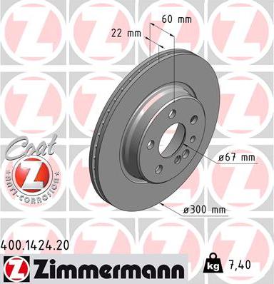 Zimmermann 400.1424.20 - Bremžu diski www.autospares.lv