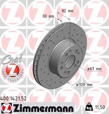 Zimmermann 400.1421.52 - Bremžu diski www.autospares.lv