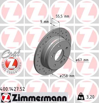 Zimmermann 400.1427.52 - Bremžu diski www.autospares.lv