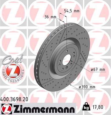 Zimmermann 400.3698.20 - Bremžu diski www.autospares.lv