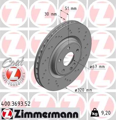 Zimmermann 400.3693.52 - Bremžu diski www.autospares.lv