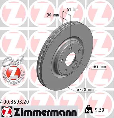 Zimmermann 400.3693.20 - Bremžu diski www.autospares.lv