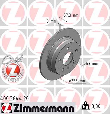 Zimmermann 400.3644.20 - Bremžu diski autospares.lv