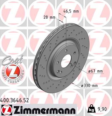 Zimmermann 400.3646.52 - Bremžu diski www.autospares.lv