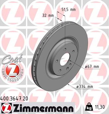 Zimmermann 400.3647.20 - Bremžu diski www.autospares.lv