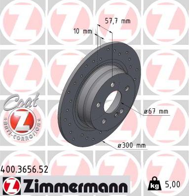 Zimmermann 400.3656.52 - Bremžu diski www.autospares.lv