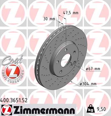 Zimmermann 400.3651.52 - Bremžu diski www.autospares.lv