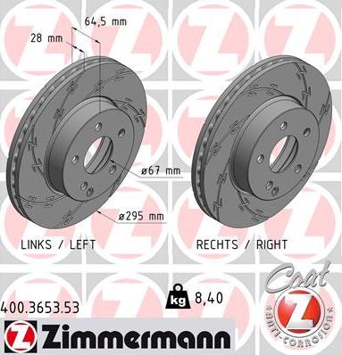 Zimmermann 400.3653.53 - Bremžu diski www.autospares.lv