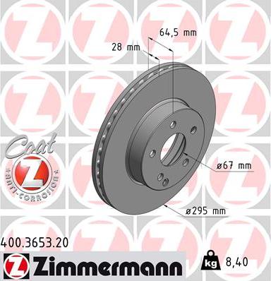 Zimmermann 400.3653.20 - Bremžu diski www.autospares.lv